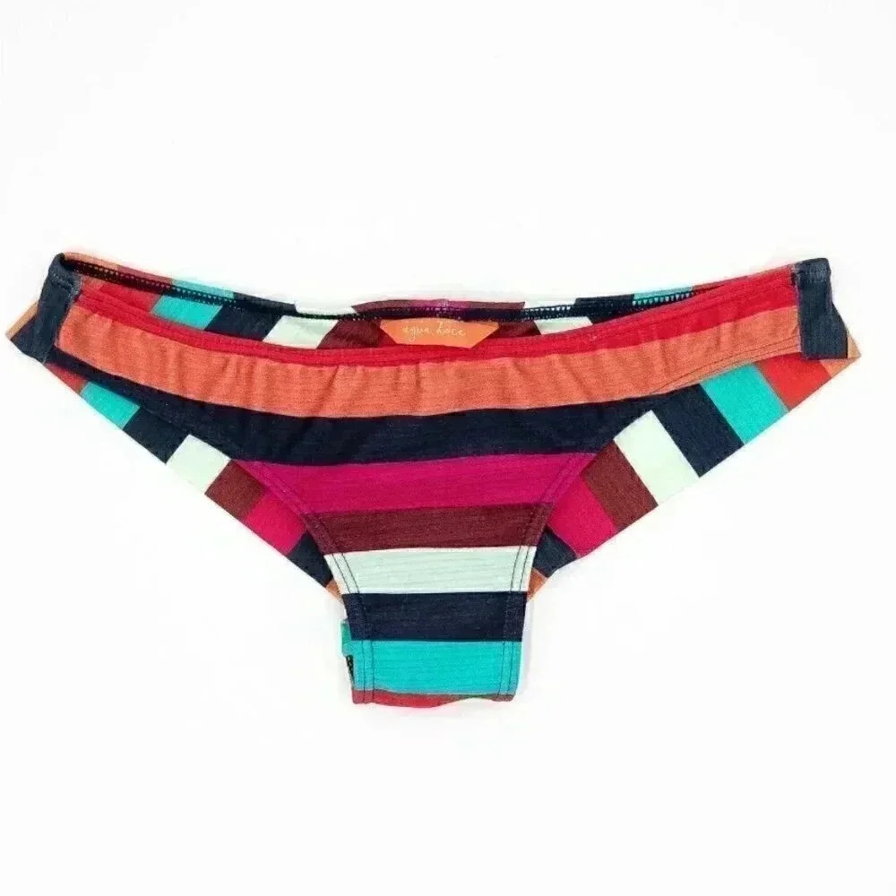 Colorful Striped‎ Cheeky Swimsuit Bottoms Size Medium Summer Bikini Bottoms